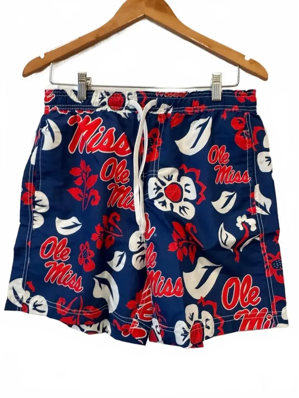 NWT Wes and Willy Ole Miss Floral Volley Swim Trunks Midnight Men’s L